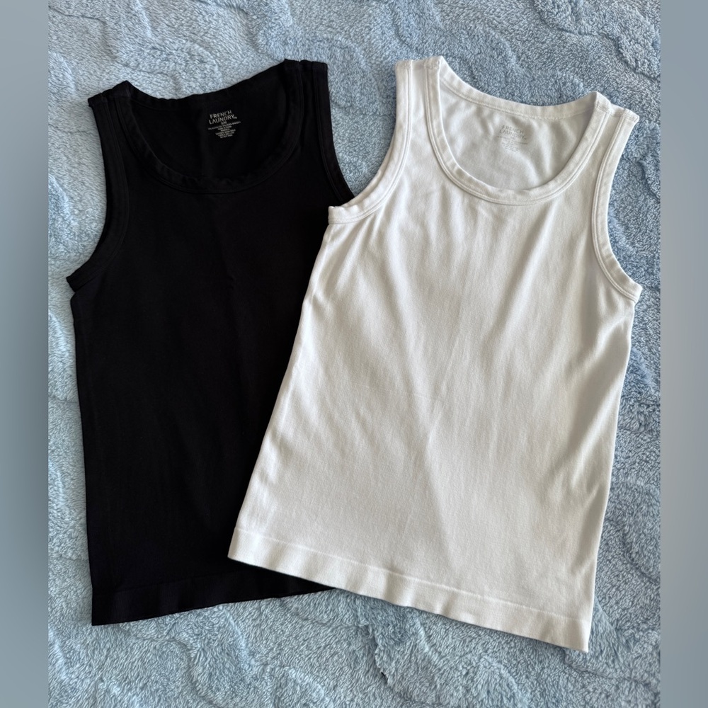 2x FRENCH LAUNDRY Women’s Black White Seamless Sleeveless Tank Top S / M